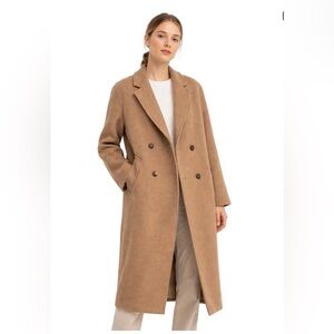 H&M double breasted camel wool blend coat. NWOT. Size 2, but fits like a medium.